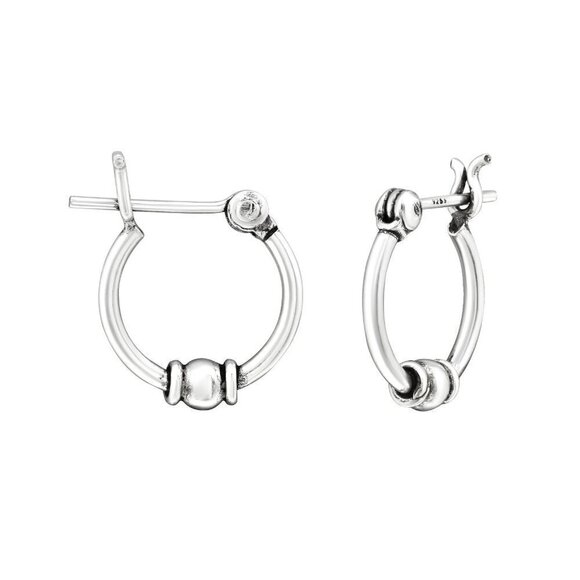 Sterling Silver Bali Hoop Earrings 12mm - Picture 1 of 6